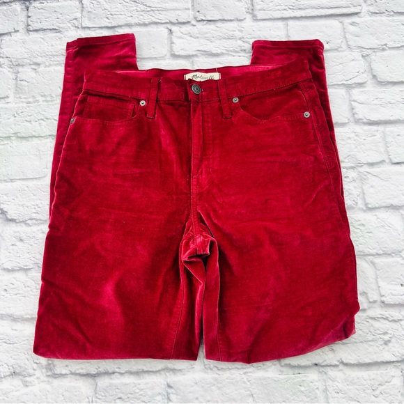 Madewell 10" High Rise Skinny Size 28 Velvet Pants Holiday Party Stretch - Picture 2 of 12